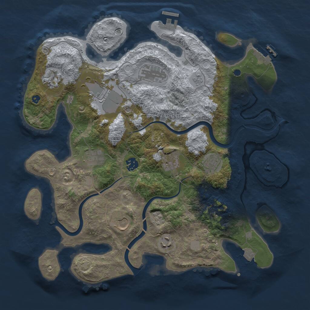 Rust Map: Procedural Map, Size: 3700, Seed: 498009, 16 Monuments