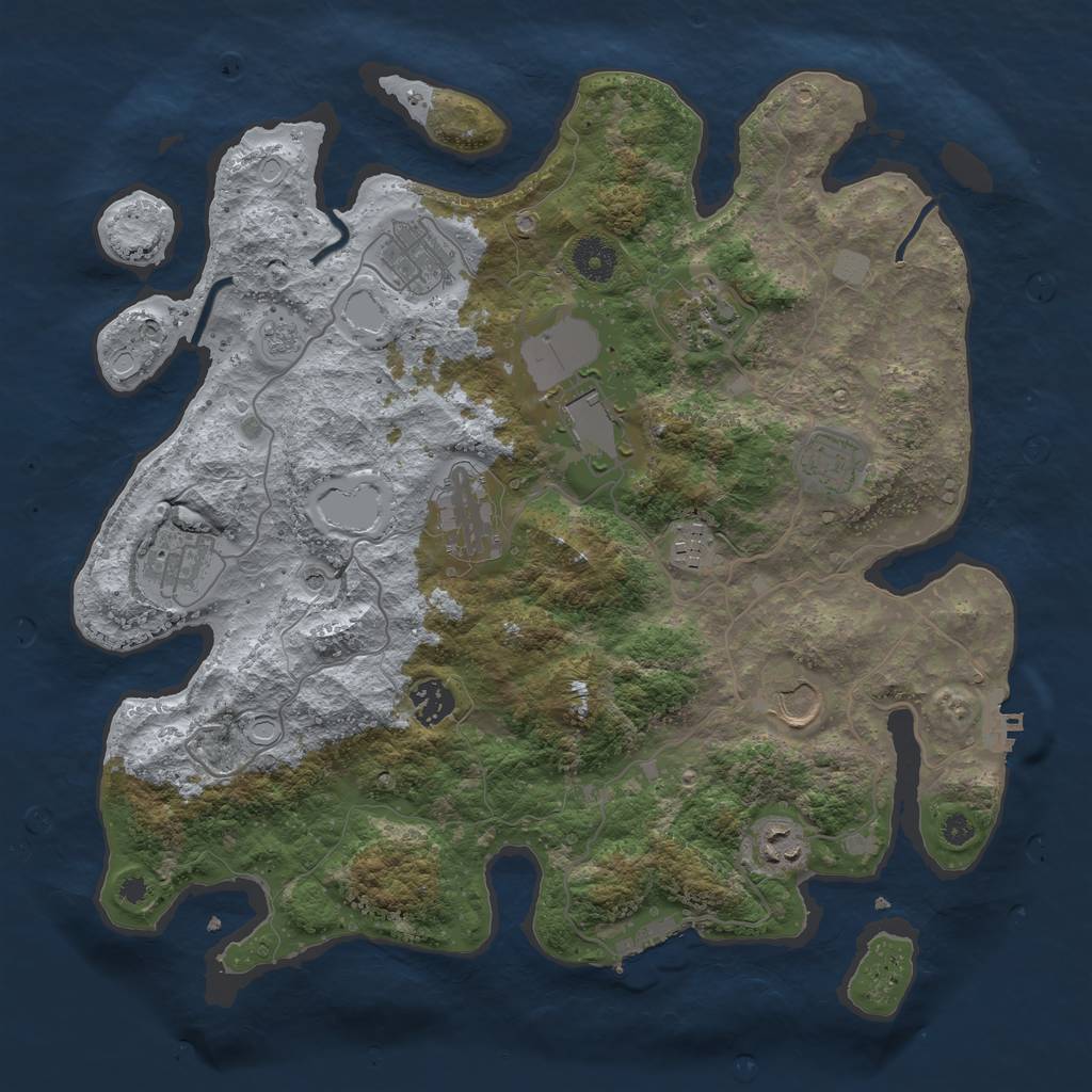 Rust Map: Procedural Map, Size: 3700, Seed: 384390, 19 Monuments