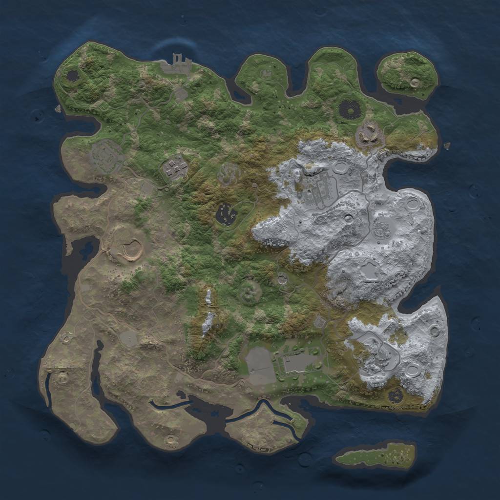 Rust Map: Procedural Map, Size: 3500, Seed: 39719467, 14 Monuments