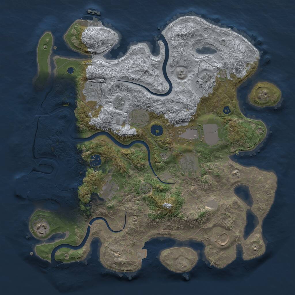 Rust Map: Procedural Map, Size: 3700, Seed: 768767, 16 Monuments