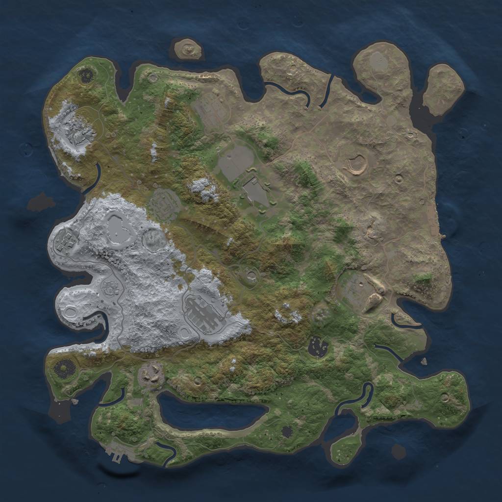 Rust Map: Procedural Map, Size: 3700, Seed: 522036, 19 Monuments