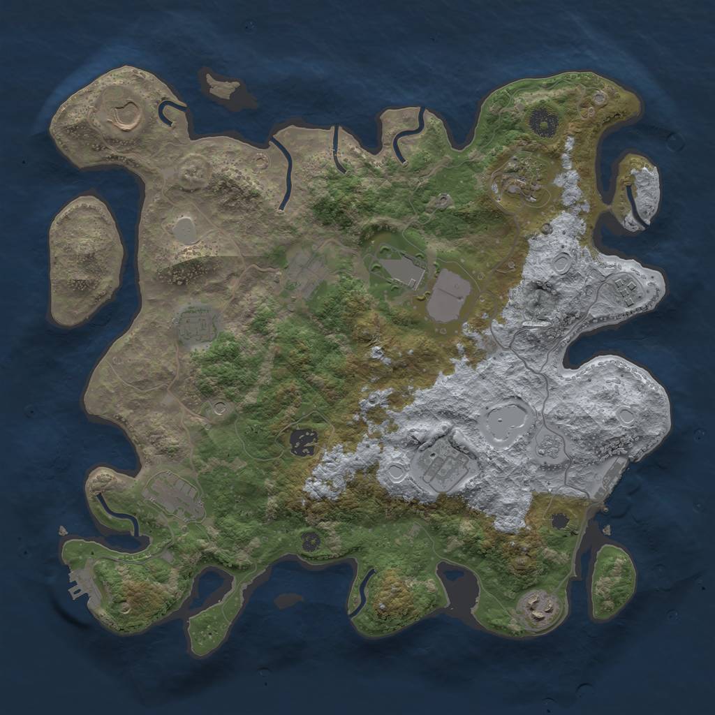 Rust Map: Procedural Map, Size: 3700, Seed: 718002, 19 Monuments