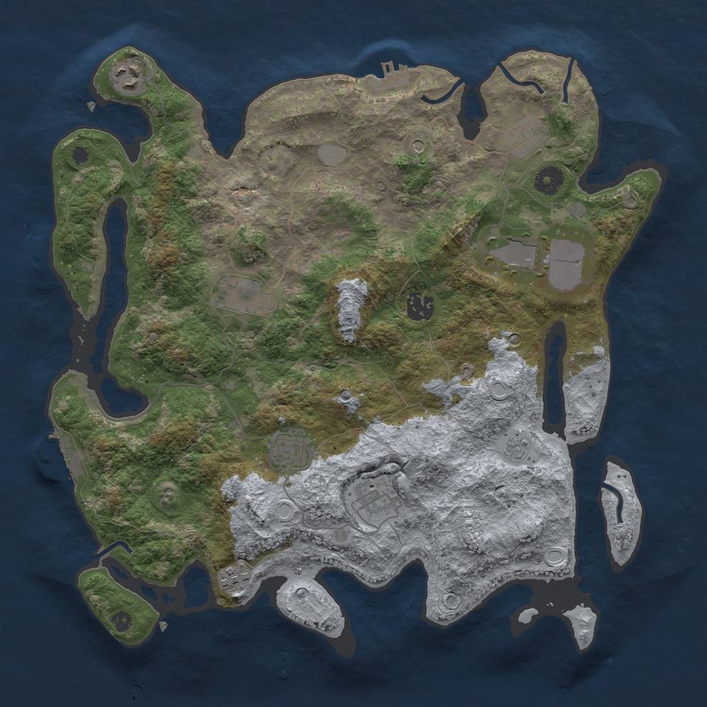 Rust Map: Procedural Map, Size: 3700, Seed: 502295, 17 Monuments