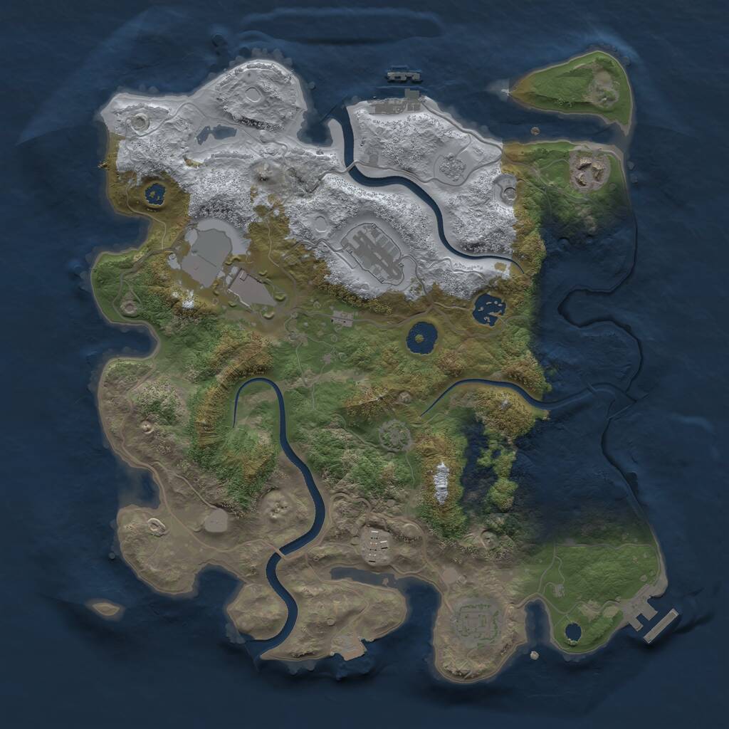 Rust Map: Procedural Map, Size: 3500, Seed: 184029639, 12 Monuments