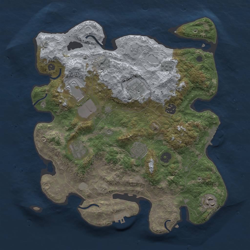Rust Map: Procedural Map, Size: 3500, Seed: 184029639, 16 Monuments