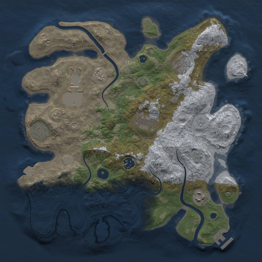 Rust Map: Procedural Map, Size: 3500, Seed: 92604977, 12 Monuments