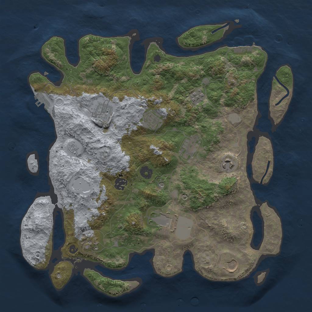 Rust Map: Procedural Map, Size: 3700, Seed: 608974, 18 Monuments