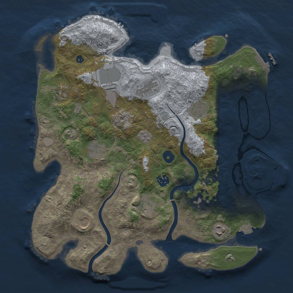 Rust Map: Procedural Map, Size: 3700, Seed: 639096, 16 Monuments