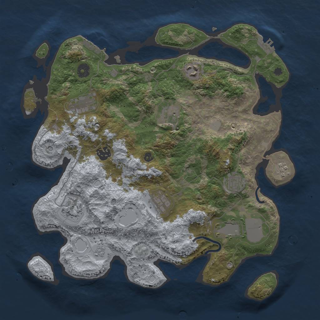 Rust Map: Procedural Map, Size: 3500, Seed: 995164, 18 Monuments