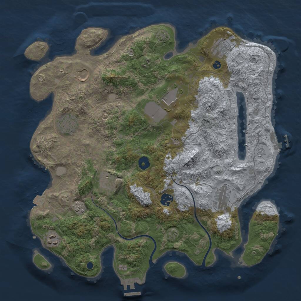 Rust Map: Procedural Map, Size: 3700, Seed: 708745, 15 Monuments