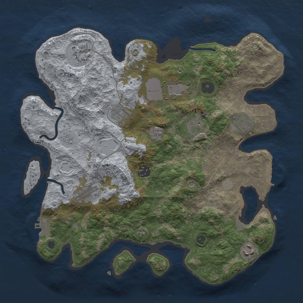 Rust Map: Procedural Map, Size: 3500, Seed: 36621293, 18 Monuments