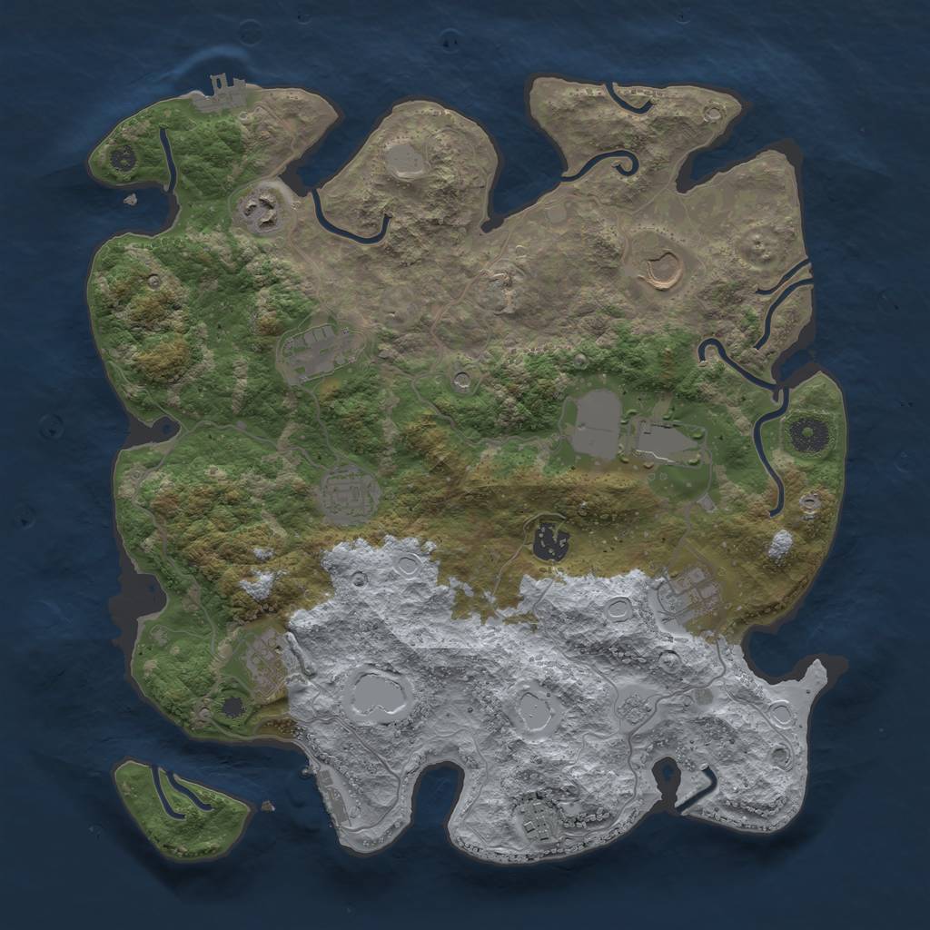 Rust Map: Procedural Map, Size: 3700, Seed: 927242, 18 Monuments