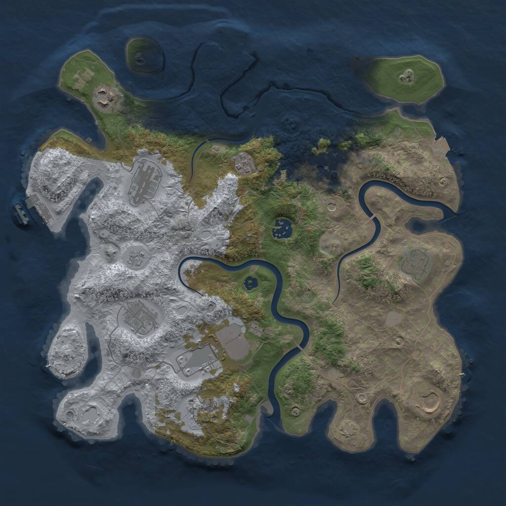 Rust Map: Procedural Map, Size: 3700, Seed: 4444393, 16 Monuments
