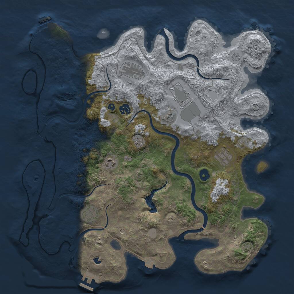 Rust Map: Procedural Map, Size: 4000, Seed: 879456465, 13 Monuments