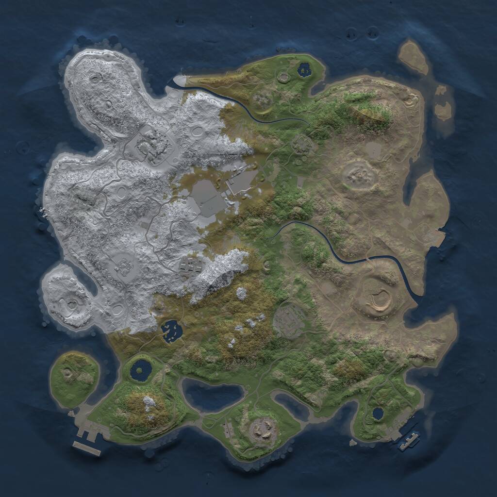 Rust Map: Procedural Map, Size: 3500, Seed: 31993053, 13 Monuments