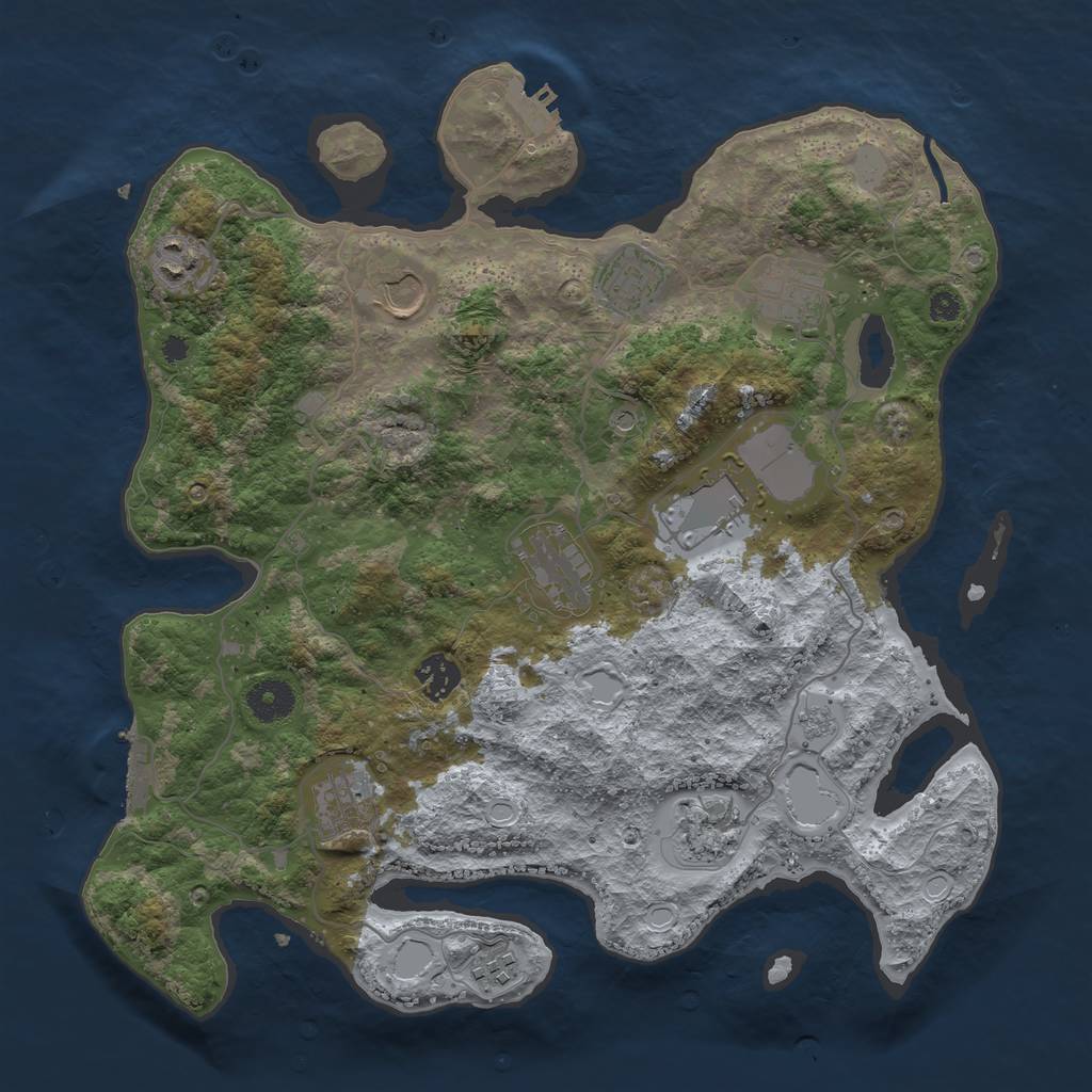 Rust Map: Procedural Map, Size: 3700, Seed: 201335, 19 Monuments