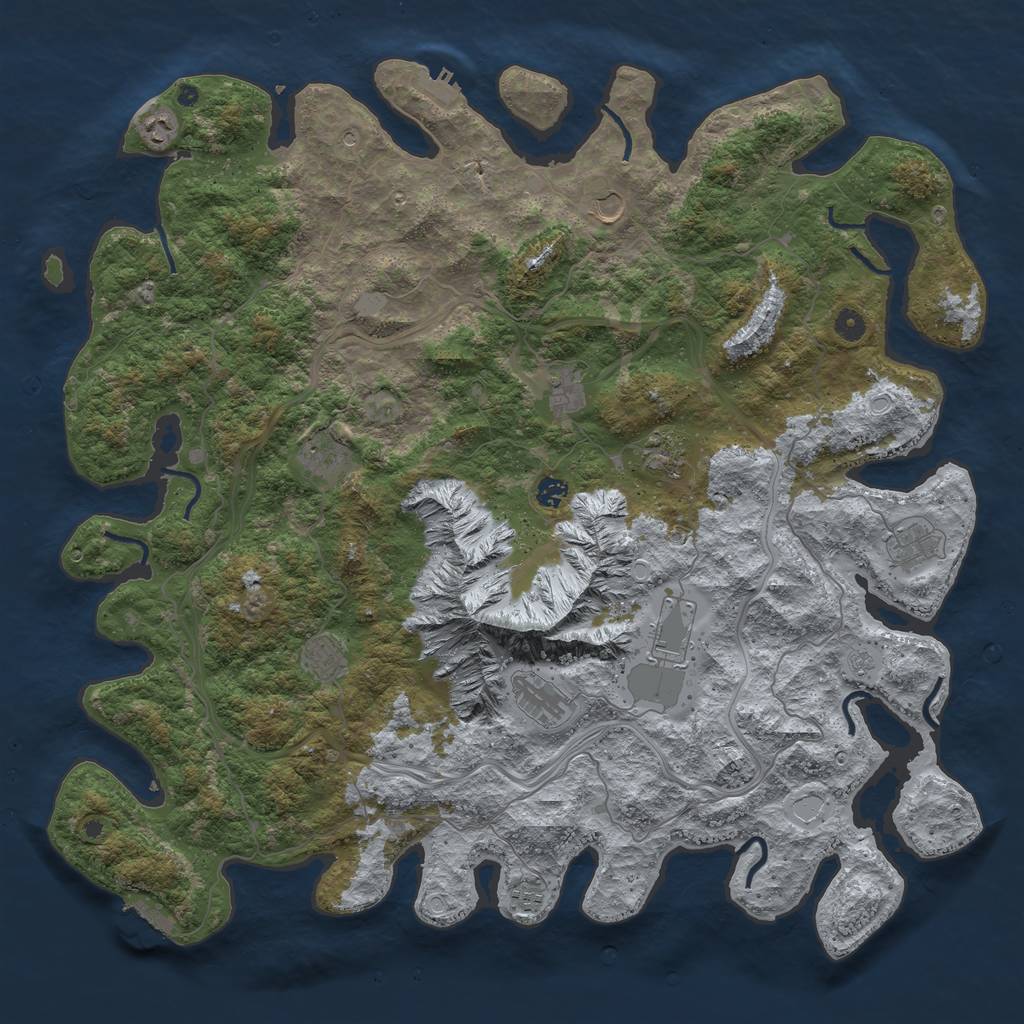 Rust Map: Procedural Map, Size: 5000, Seed: 64528, 20 Monuments