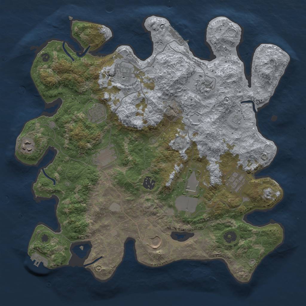 Rust Map: Procedural Map, Size: 3700, Seed: 788246, 17 Monuments
