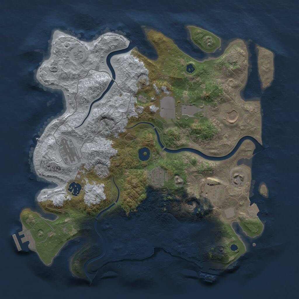 Rust Map: Procedural Map, Size: 3500, Seed: 23617988, 14 Monuments