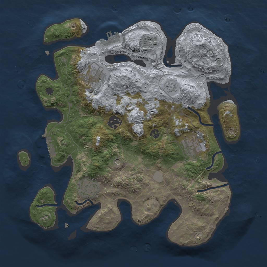 Rust Map: Procedural Map, Size: 3000, Seed: 57816, 12 Monuments