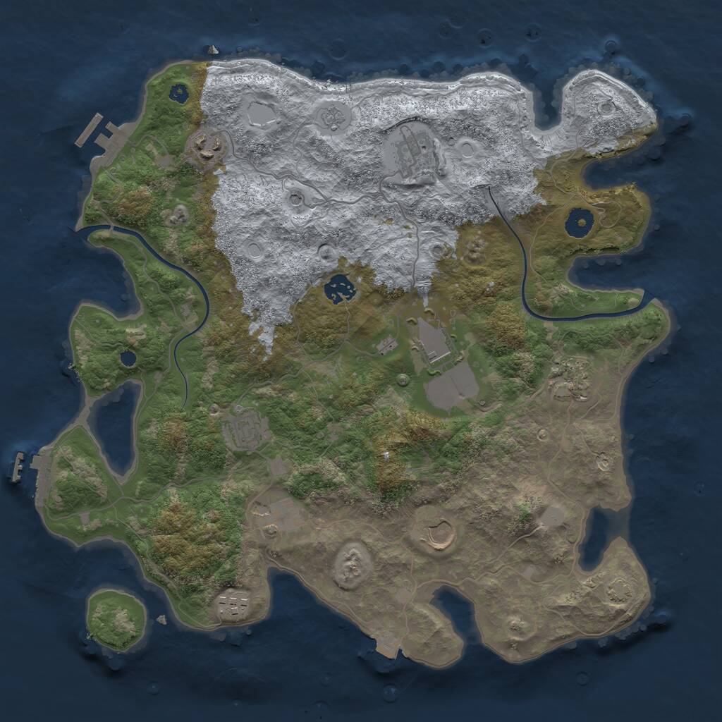Rust Map: Procedural Map, Size: 3750, Seed: 633718, 15 Monuments
