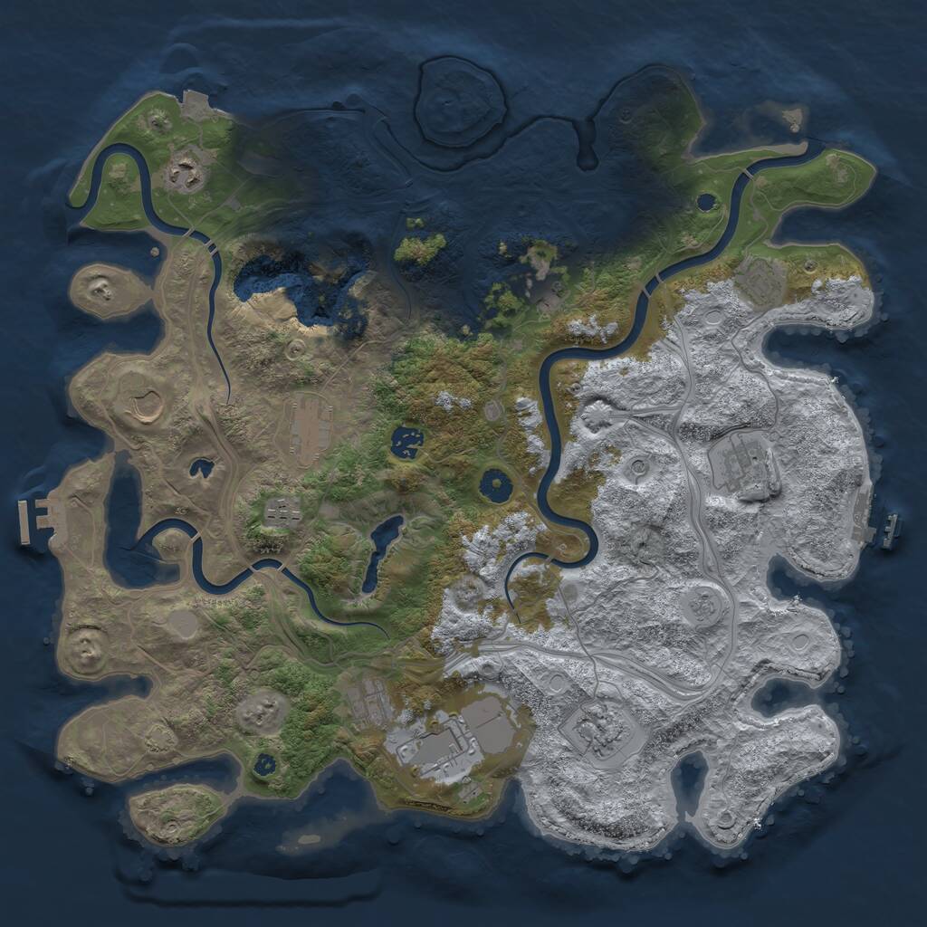 Rust Map: Procedural Map, Size: 4250, Seed: 493601095, 17 Monuments