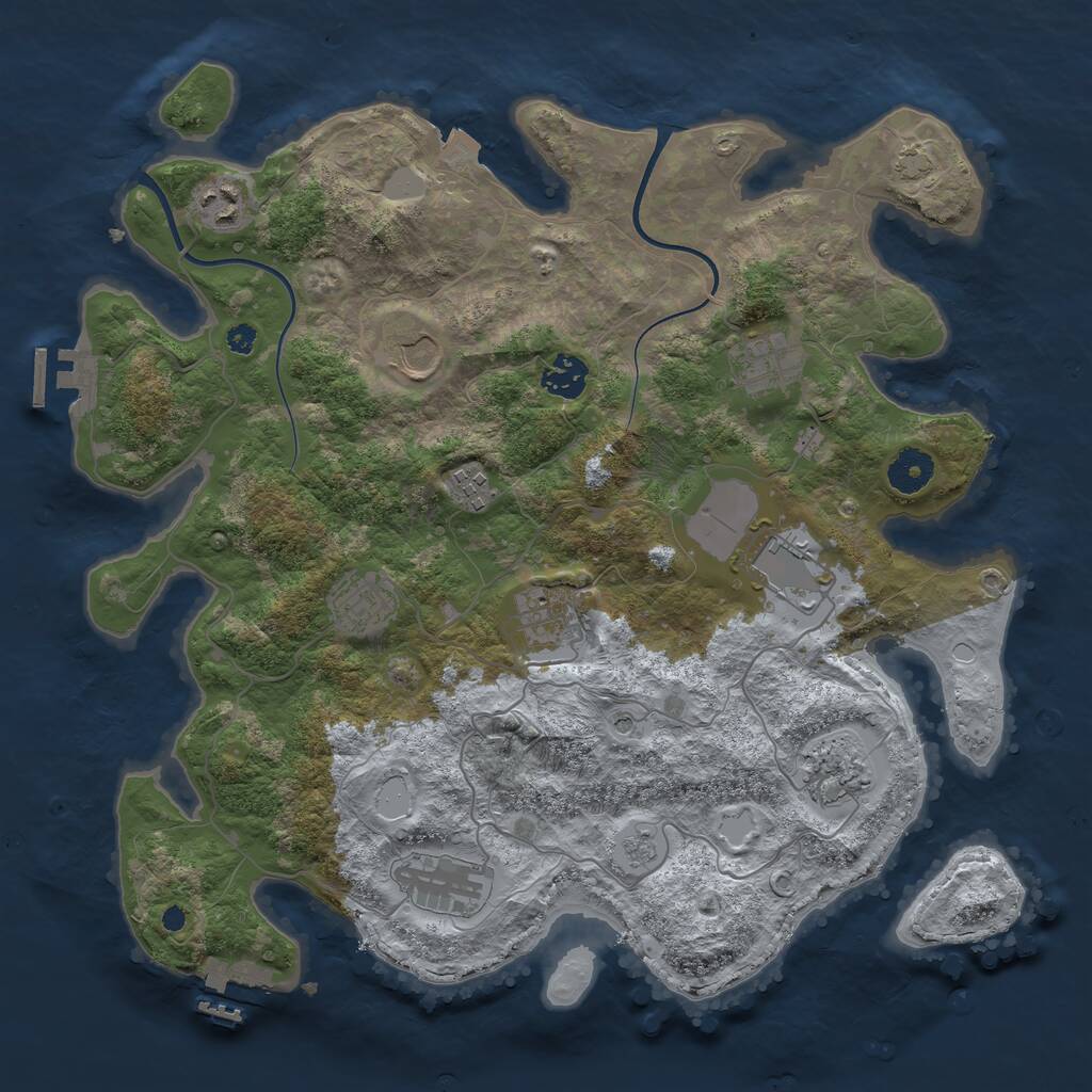 Rust Map: Procedural Map, Size: 3700, Seed: 555435, 16 Monuments