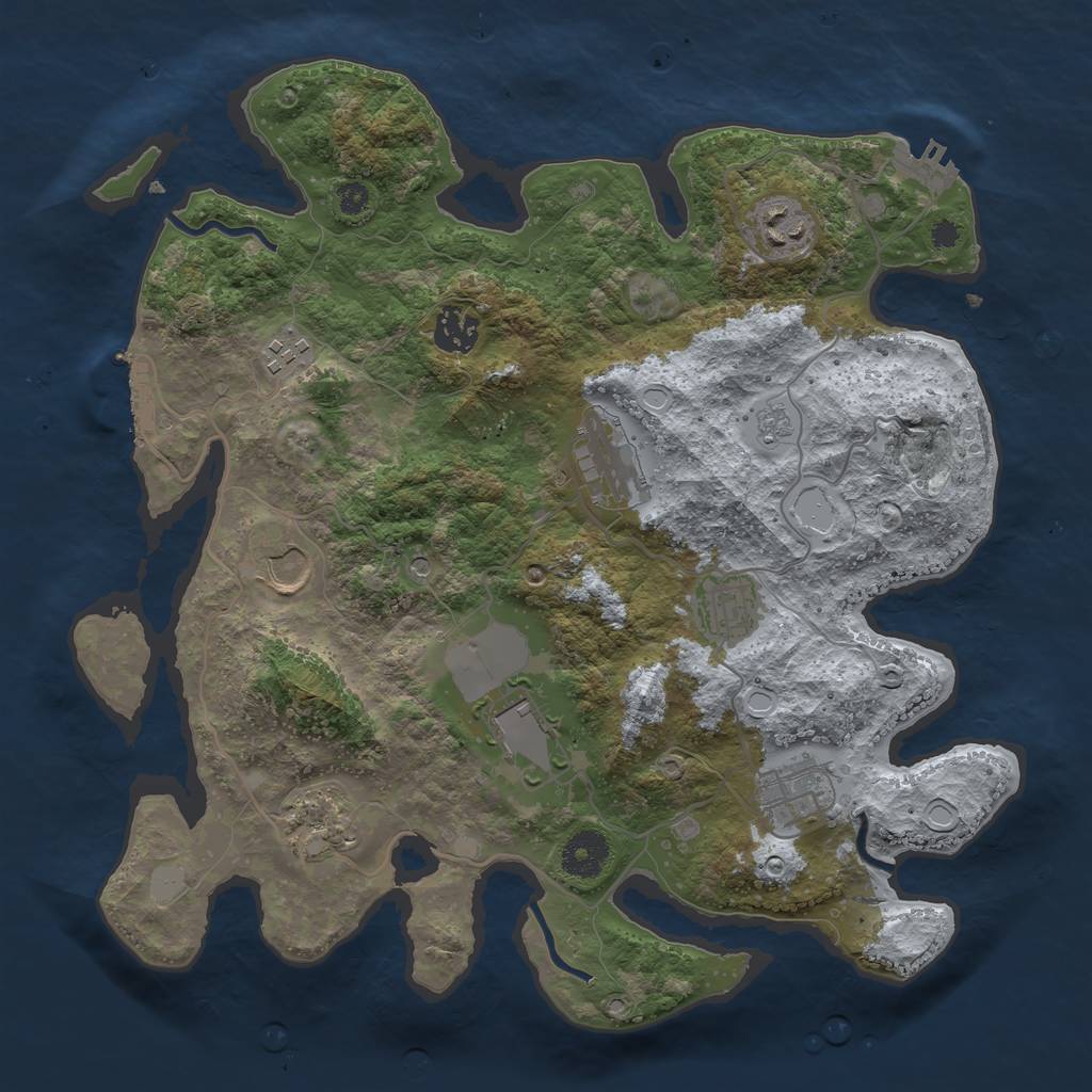 Rust Map: Procedural Map, Size: 3500, Seed: 41472970, 18 Monuments