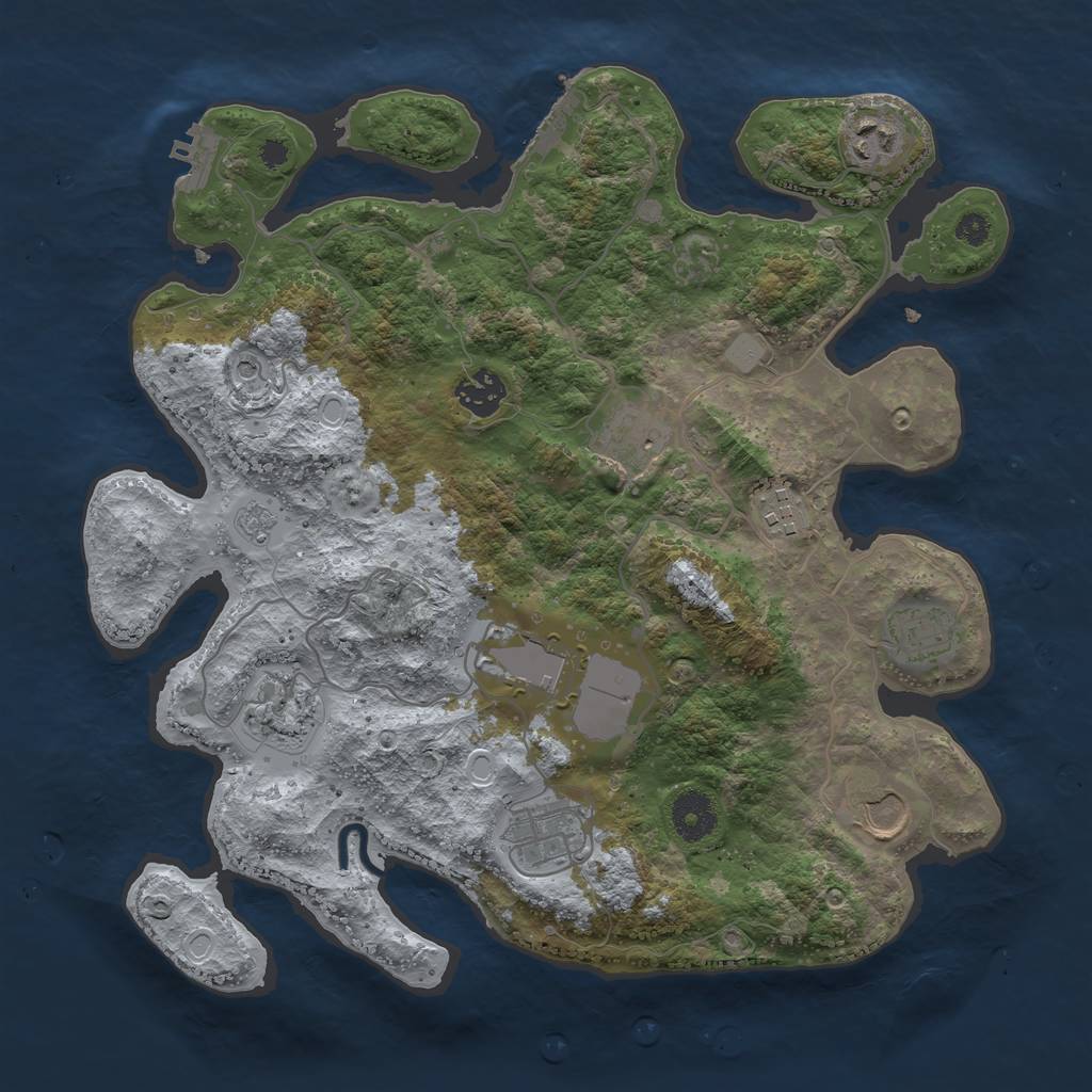 Rust Map: Procedural Map, Size: 3500, Seed: 22197436, 18 Monuments