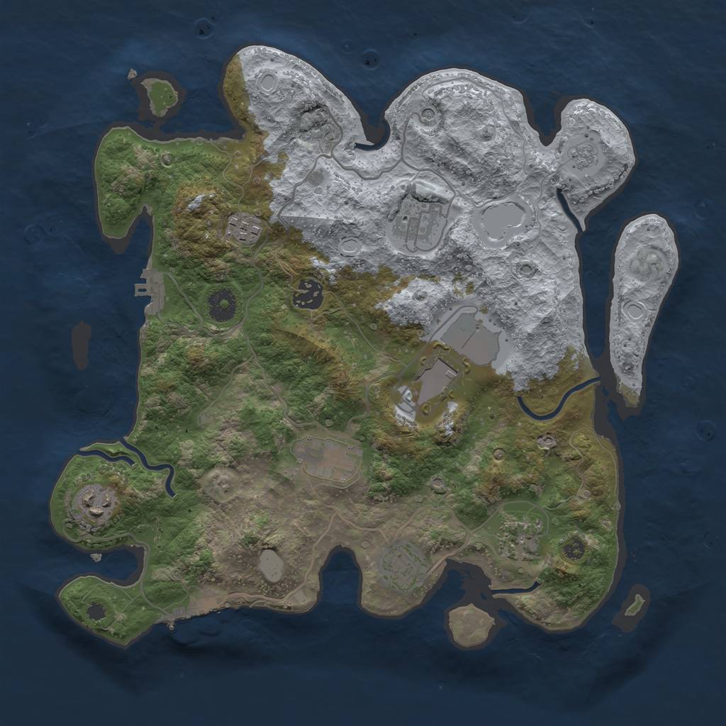 Rust Map: Procedural Map, Size: 3500, Seed: 42976181, 17 Monuments