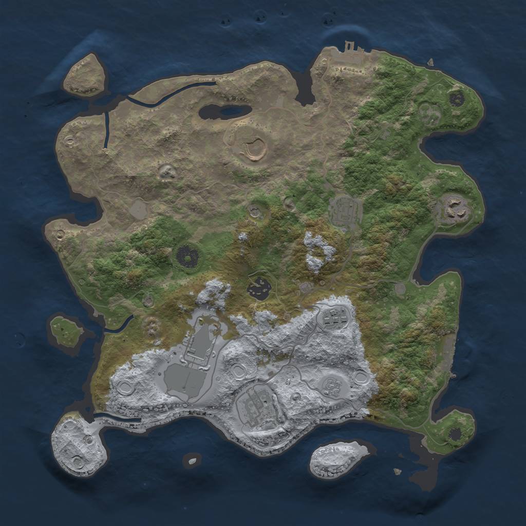 Rust Map: Procedural Map, Size: 3500, Seed: 9194132, 16 Monuments
