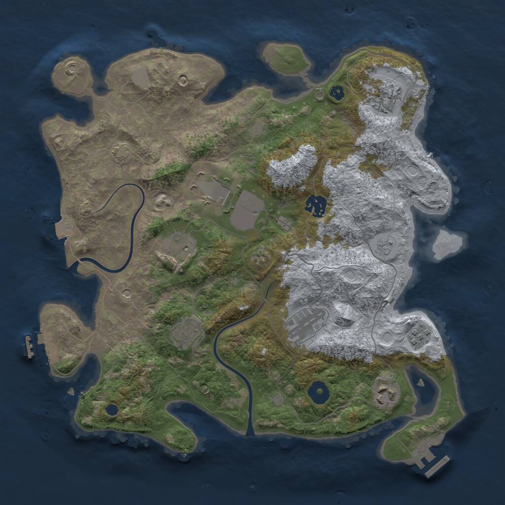 Rust Map: Procedural Map, Size: 3500, Seed: 9221600, 14 Monuments