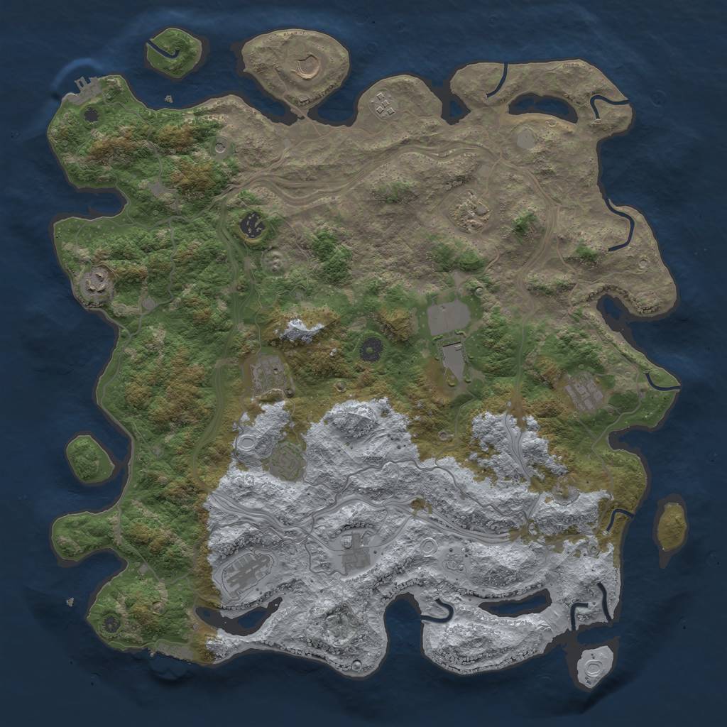 Rust Map: Procedural Map, Size: 4500, Seed: 960942555, 20 Monuments