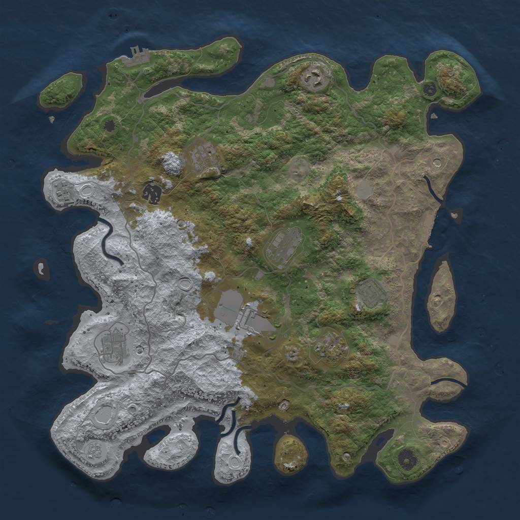 Rust Map: Procedural Map, Size: 4000, Seed: 9576794, 18 Monuments