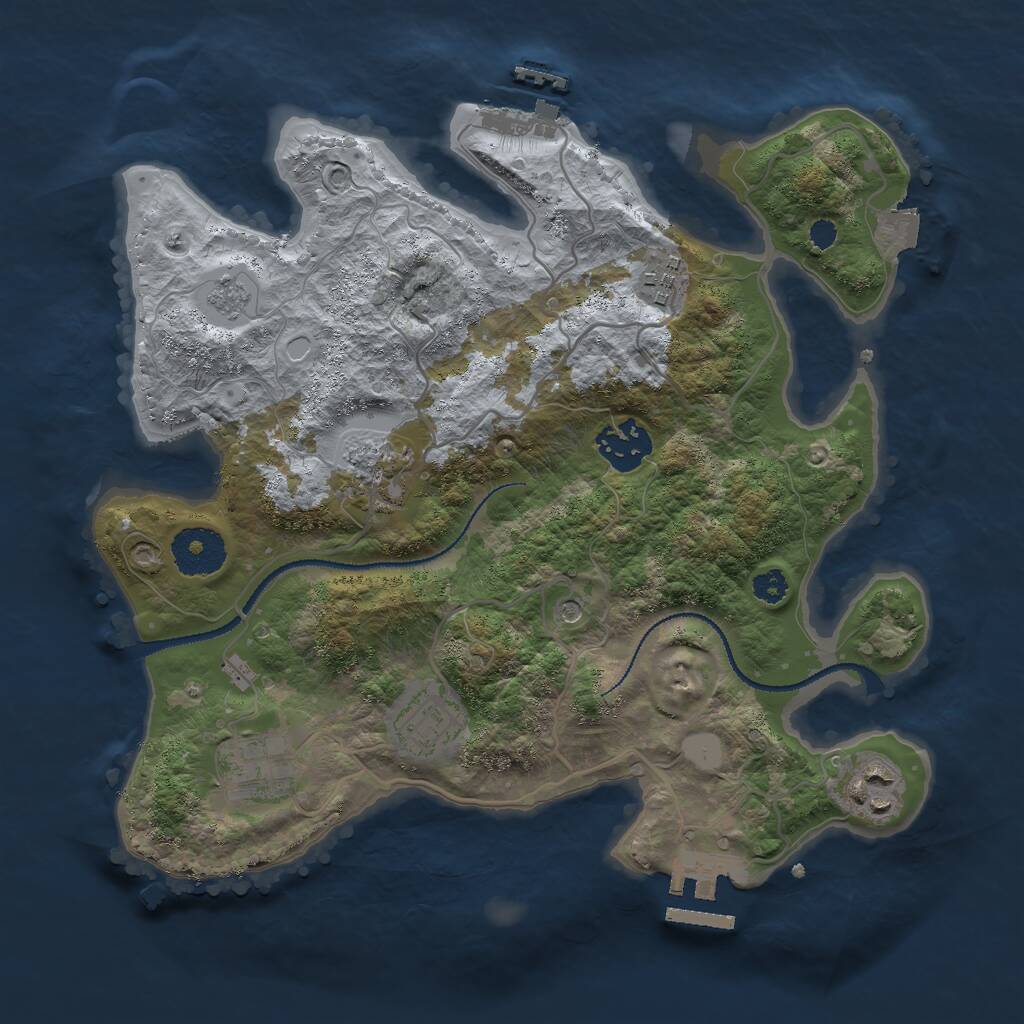 Rust Map: Procedural Map, Size: 3000, Seed: 1133622731, 11 Monuments