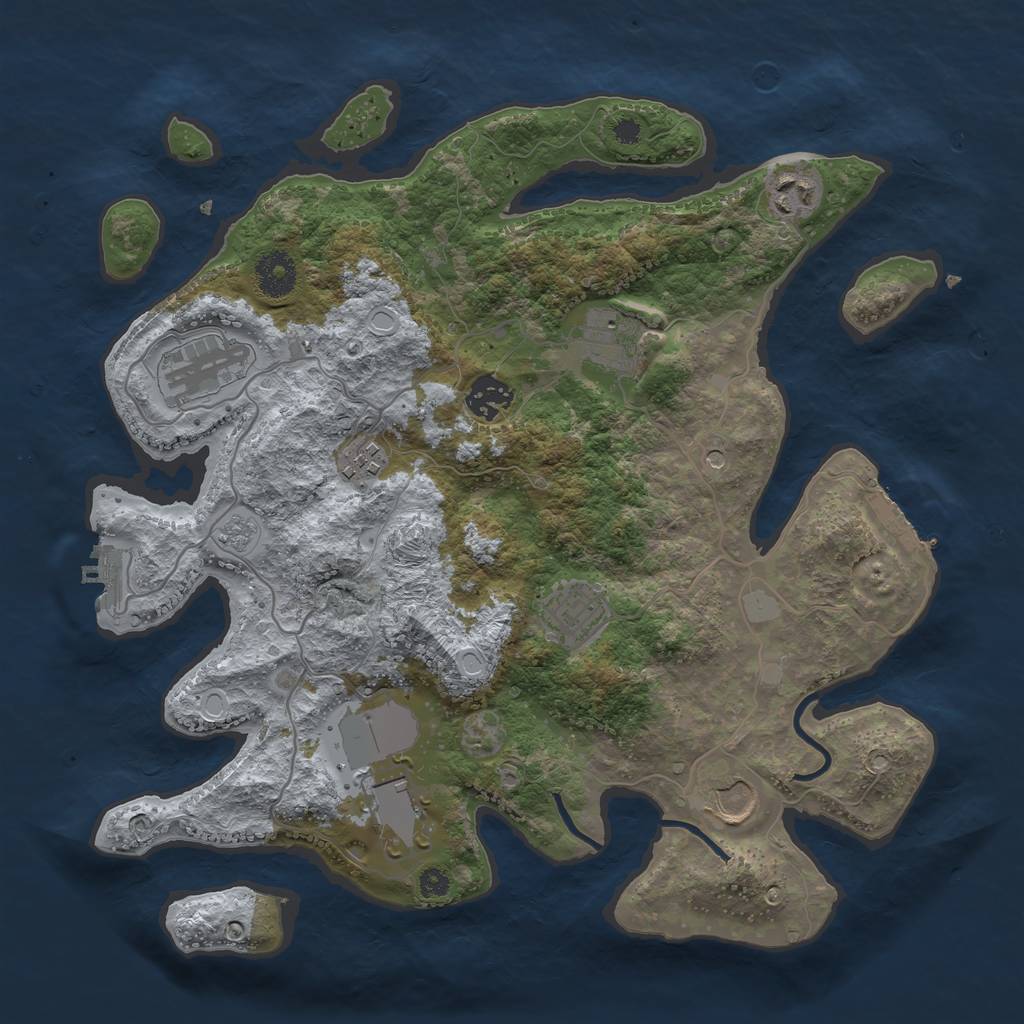 Rust Map: Procedural Map, Size: 3500, Seed: 1663523544, 17 Monuments