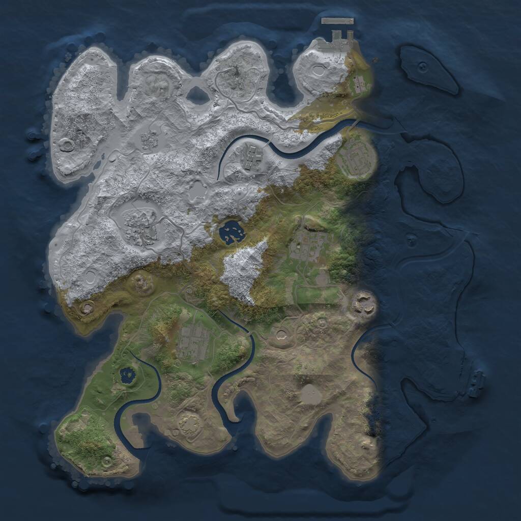 Rust Map: Procedural Map, Size: 3250, Seed: 690769624, 13 Monuments