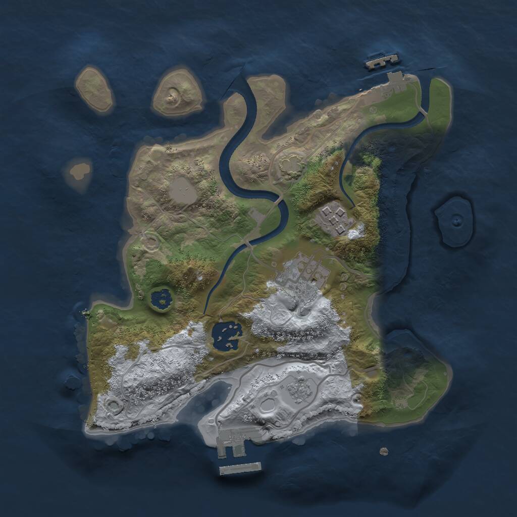 Rust Map: Procedural Map, Size: 2500, Seed: 80244604, 8 Monuments