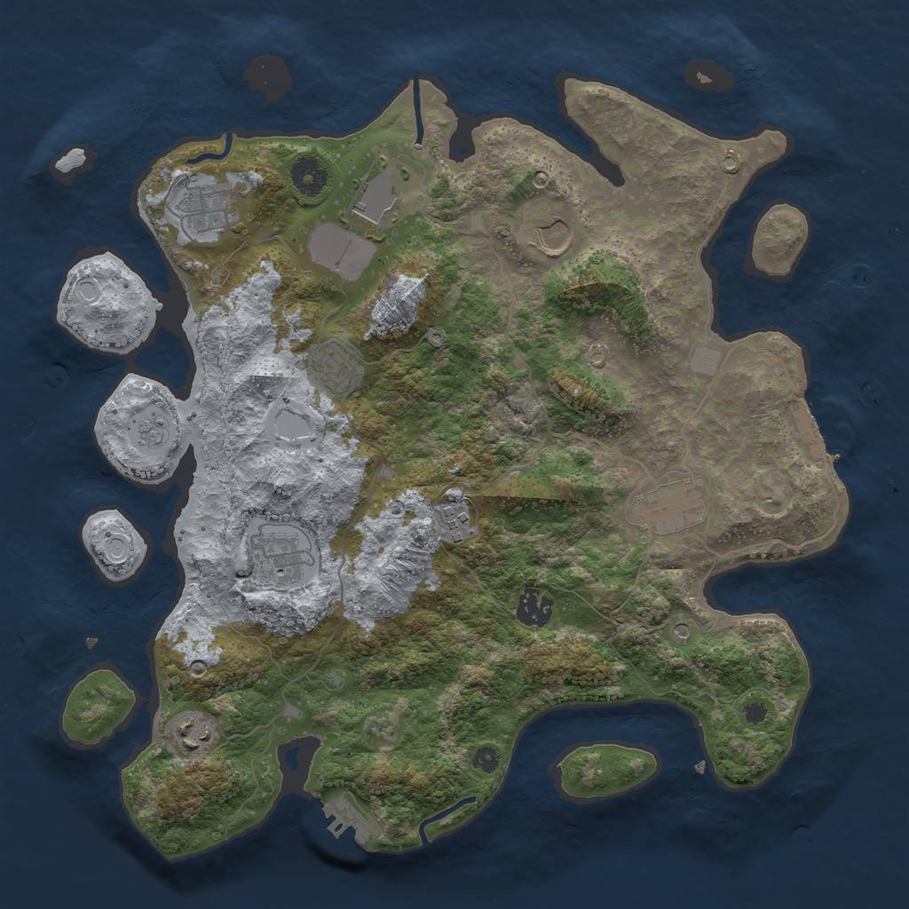 Rust Map: Procedural Map, Size: 3700, Seed: 317728520, 18 Monuments