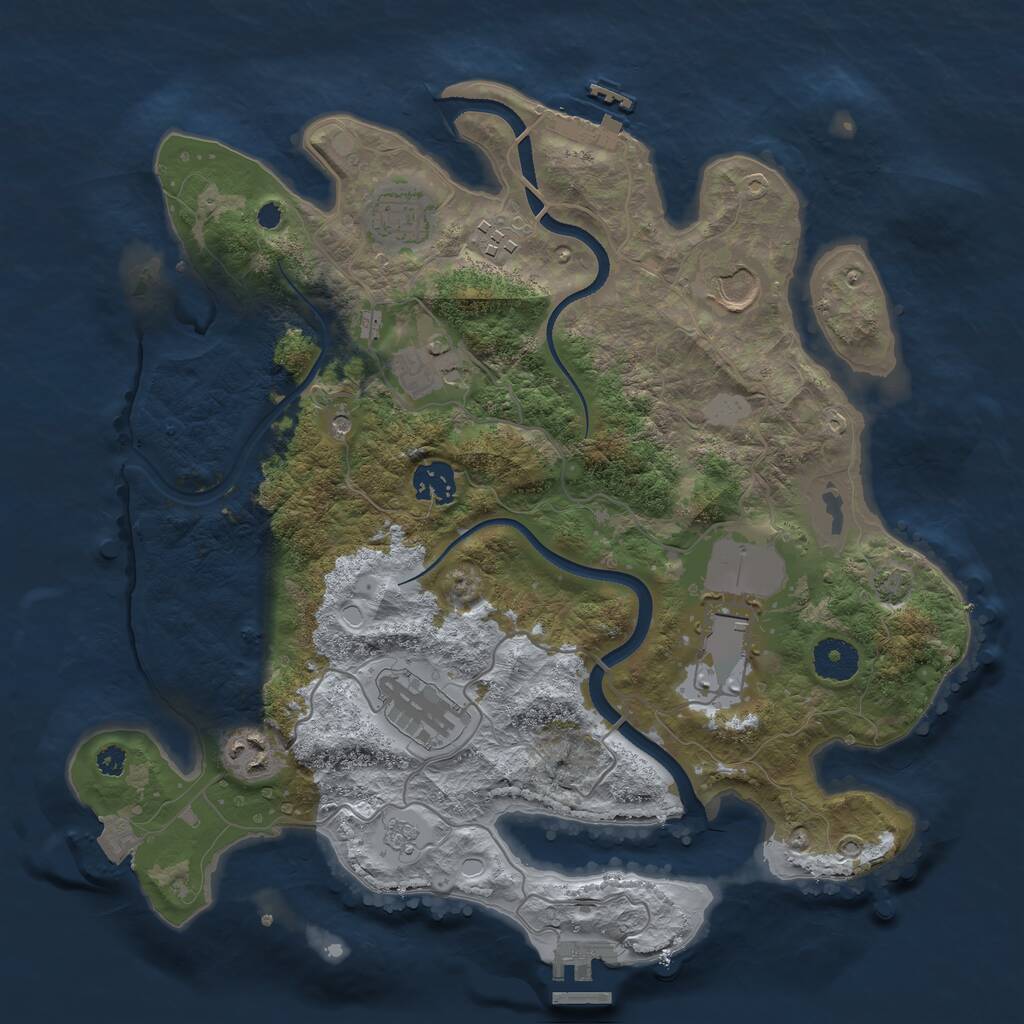 Rust Map: Procedural Map, Size: 3500, Seed: 873627865, 14 Monuments