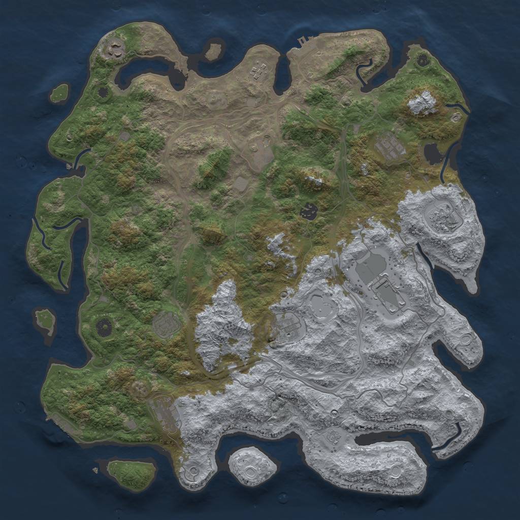 Rust Map: Procedural Map, Size: 4500, Seed: 2712, 17 Monuments