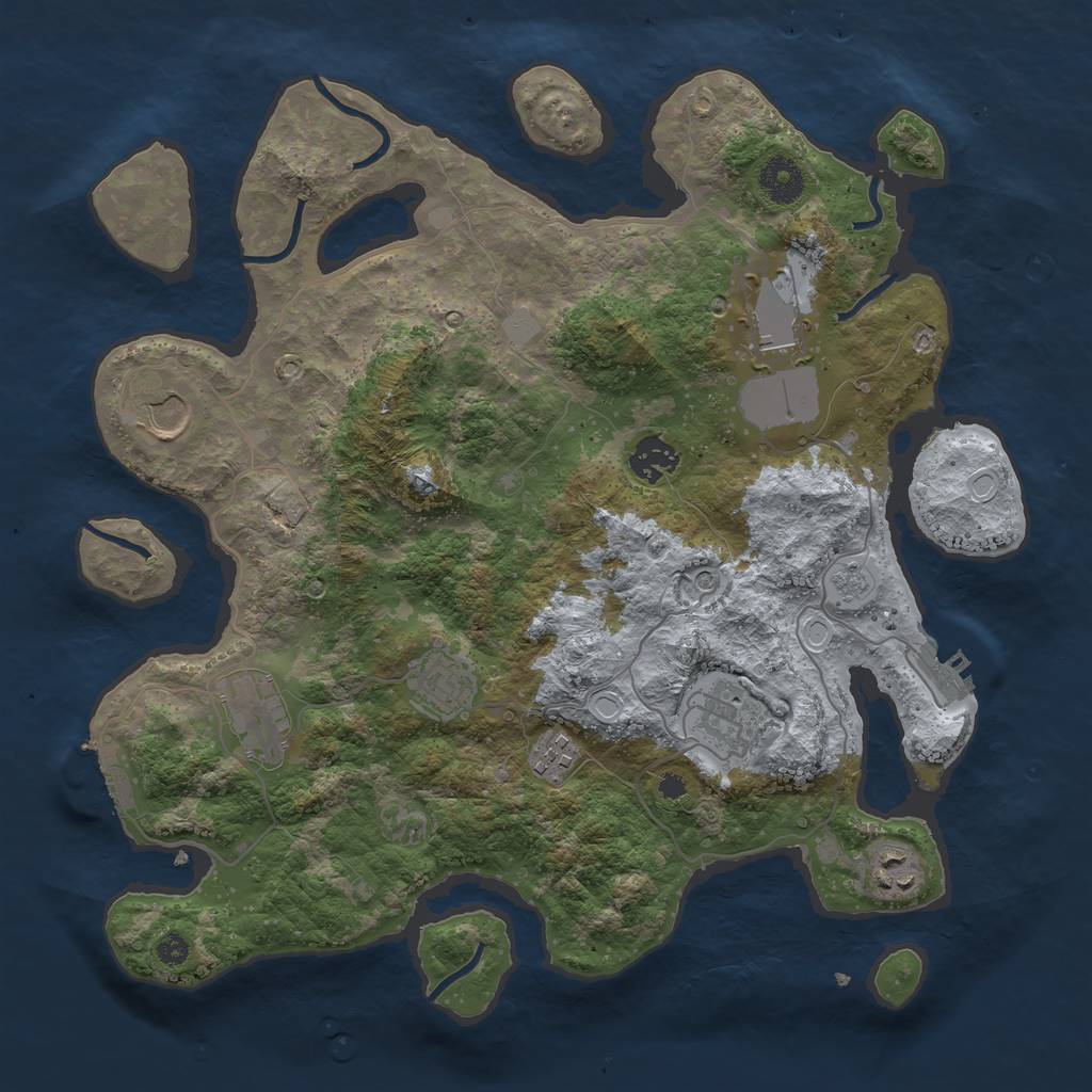 Rust Map: Procedural Map, Size: 3600, Seed: 56312961, 17 Monuments