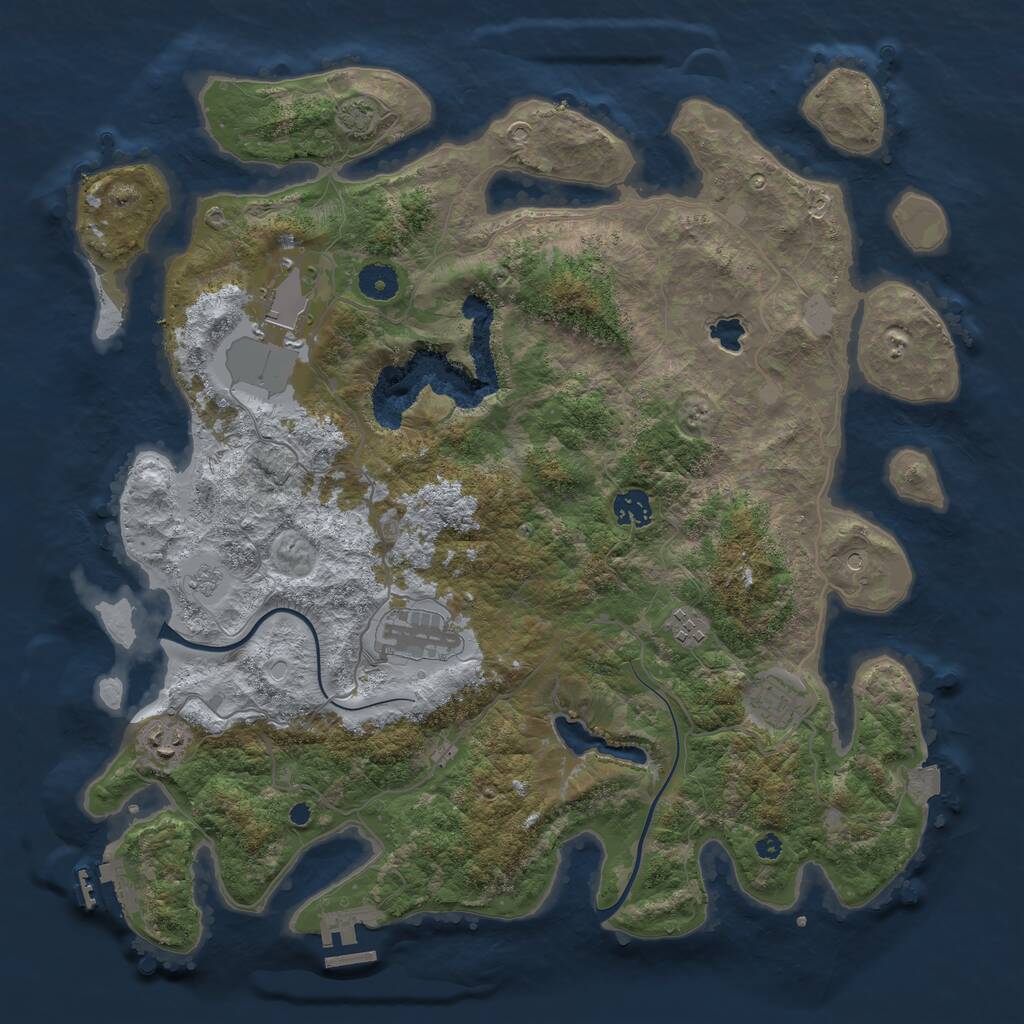 Rust Map: Procedural Map, Size: 4000, Seed: 3511, 12 Monuments