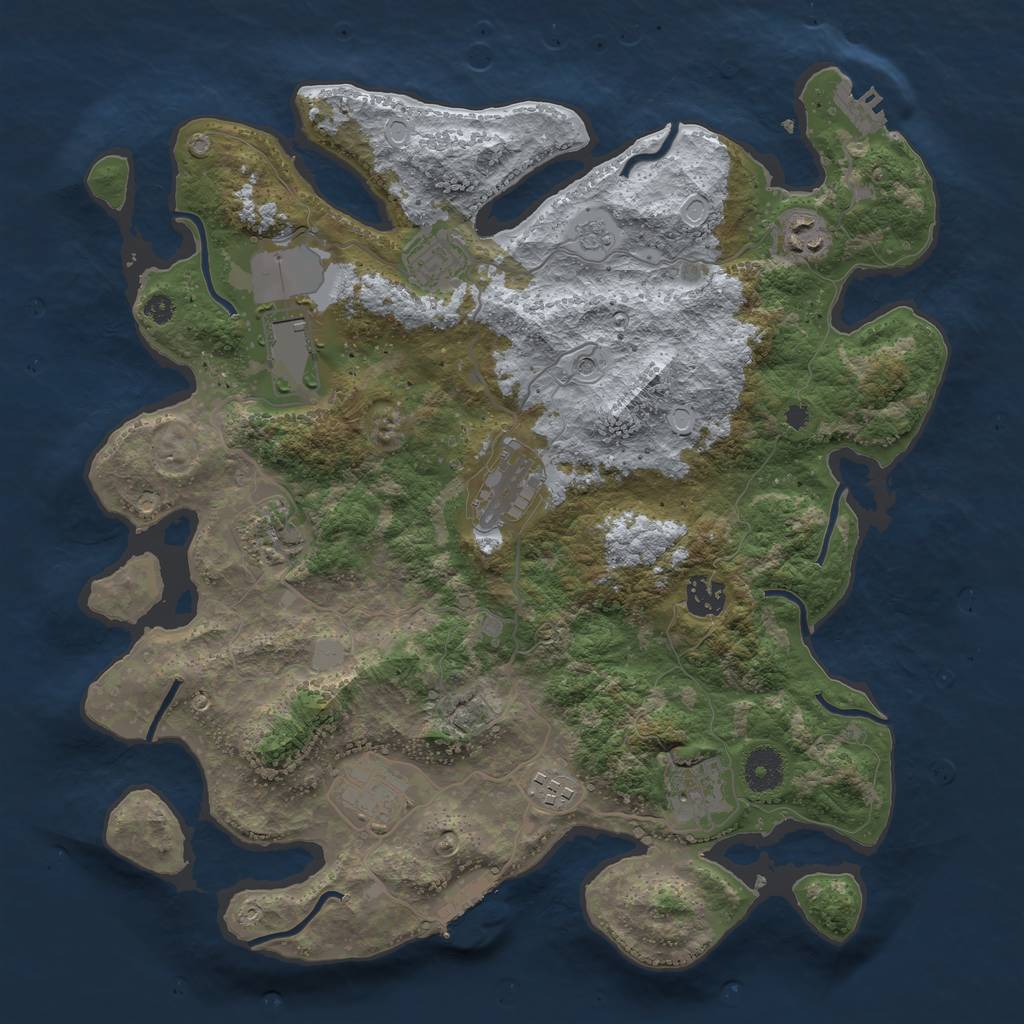Rust Map: Procedural Map, Size: 3700, Seed: 2075219463, 18 Monuments