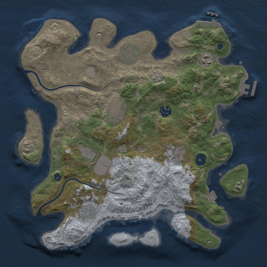 Rust Map: Procedural Map, Size: 3500, Seed: 382778096, 14 Monuments