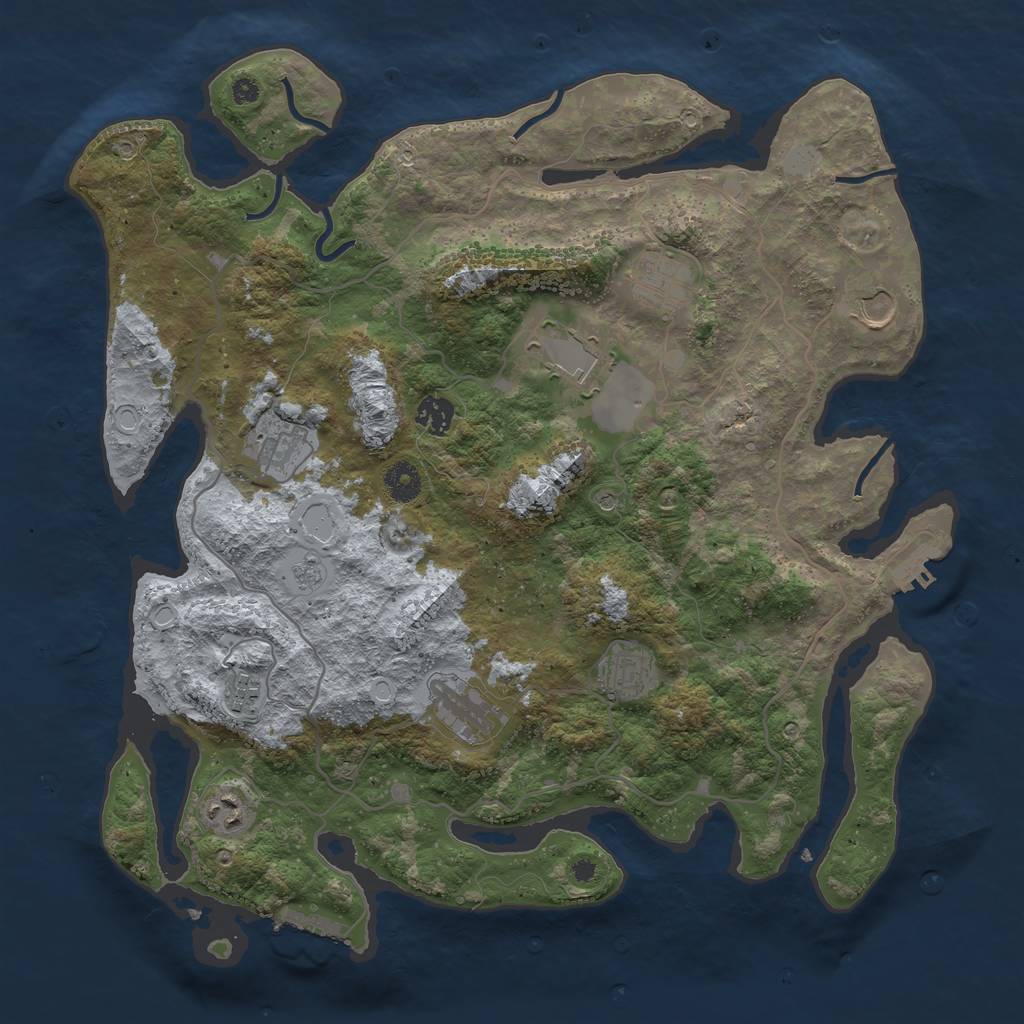 Rust Map: Procedural Map, Size: 4000, Seed: 452873694, 18 Monuments