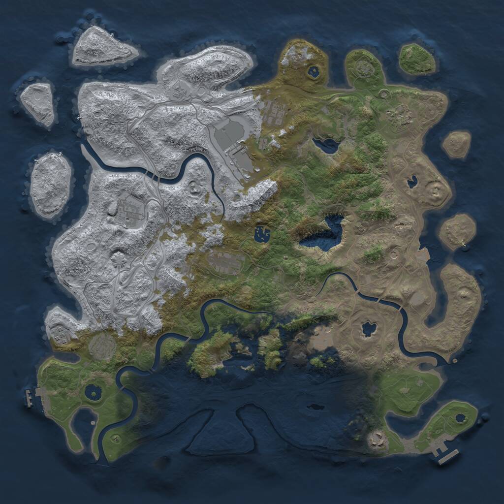 Rust Map: Procedural Map, Size: 4500, Seed: 381591792, 16 Monuments