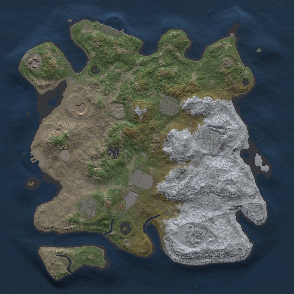 Rust Map: Procedural Map, Size: 3500, Seed: 46623407, 18 Monuments