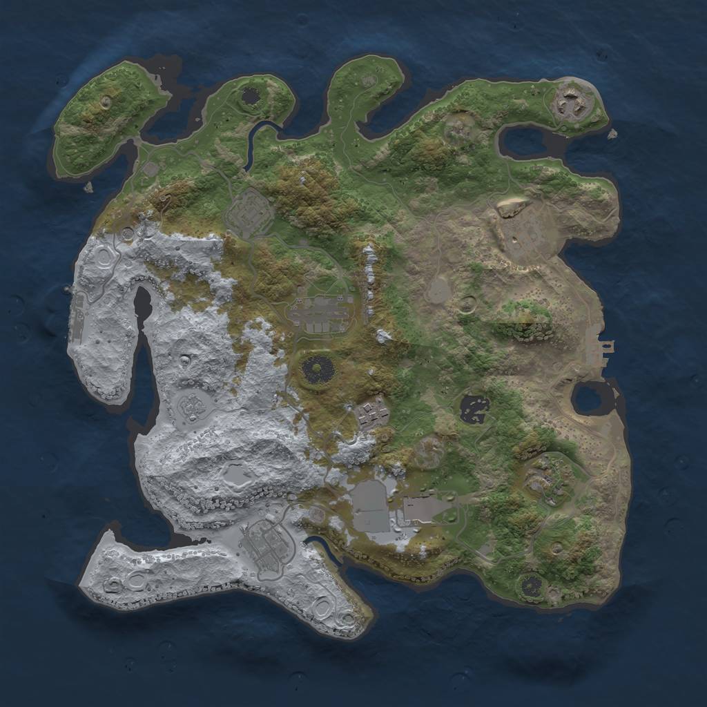Rust Map: Procedural Map, Size: 3500, Seed: 469477082, 18 Monuments