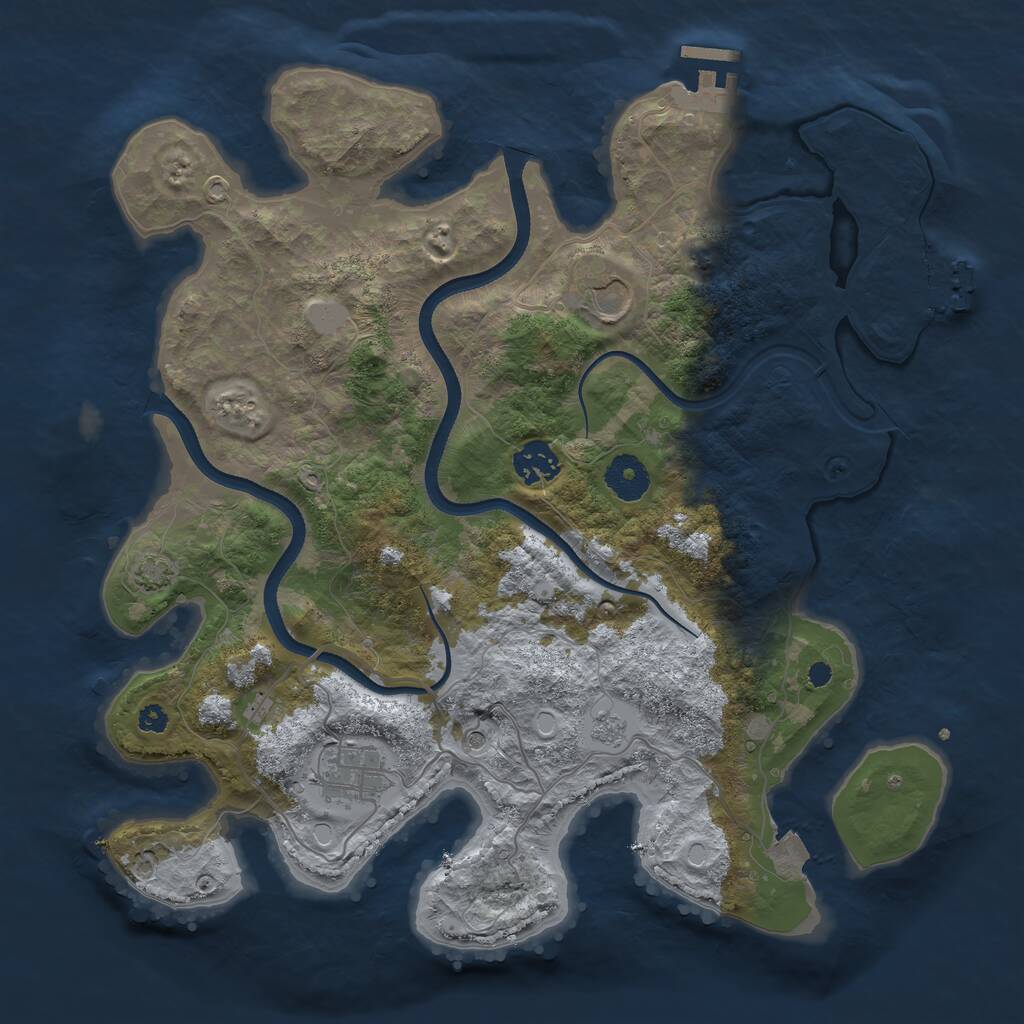 Rust Map: Procedural Map, Size: 3500, Seed: 80435752, 9 Monuments